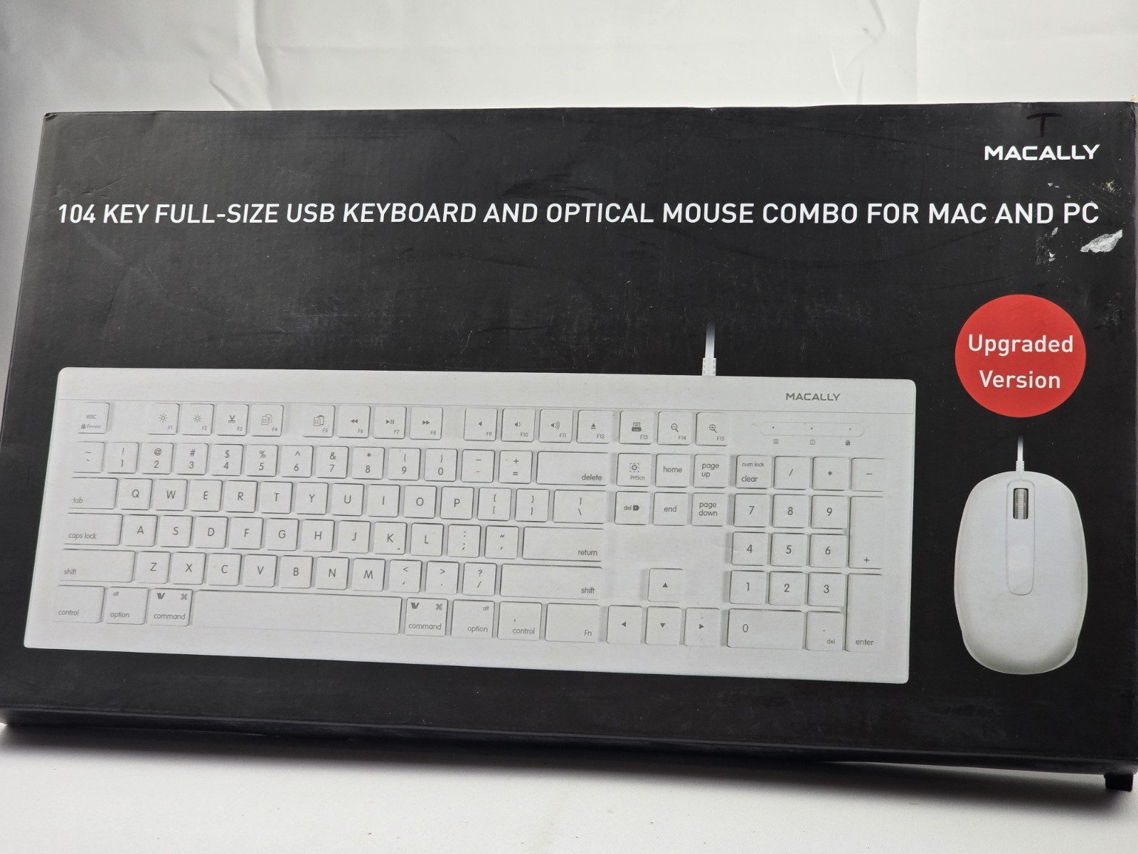 Macally 104 Key full-size USB keyboard& Optical Mouse Combo For Mac &PC