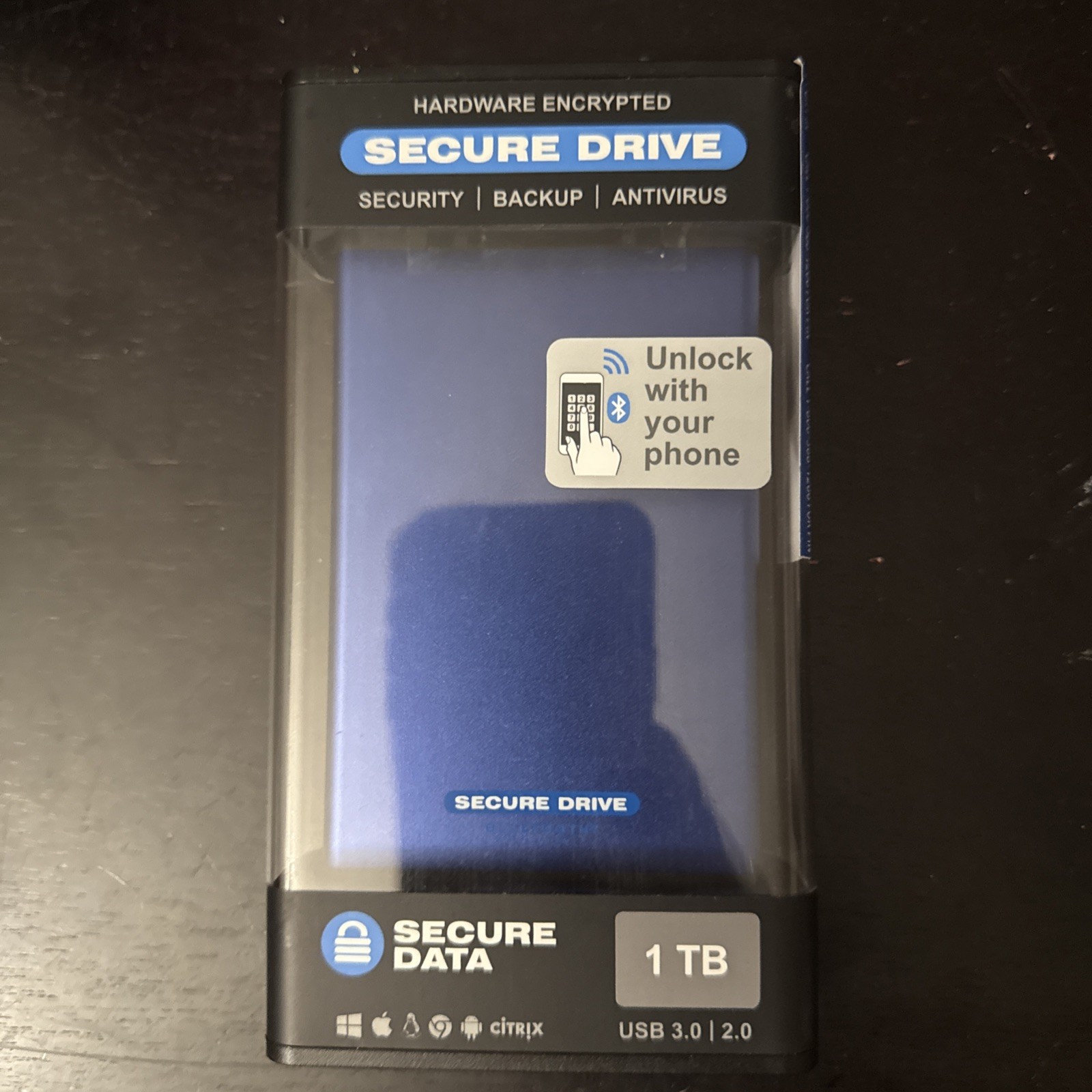 SecureData 1TB SecureDrive BT Hardware Encrypted External Portable HDD