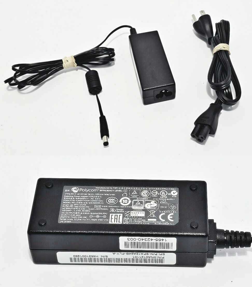 Polycom AC Power Adapter Charger 24V 0.5A Black SPA12A24B FOR CX500 CX600 OEM