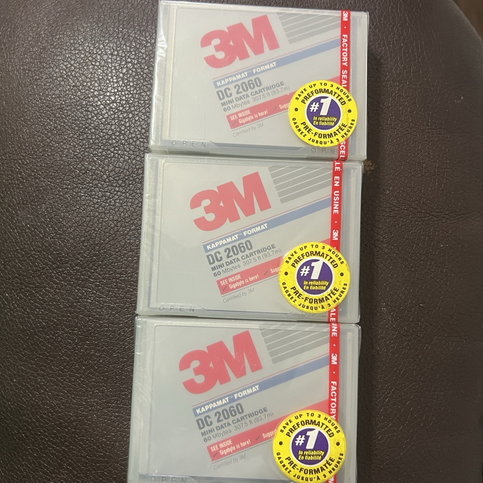 3M DC 2060 Mini Data Cartridges 60MB KappaMat – 3 Pack – Factory Sealed