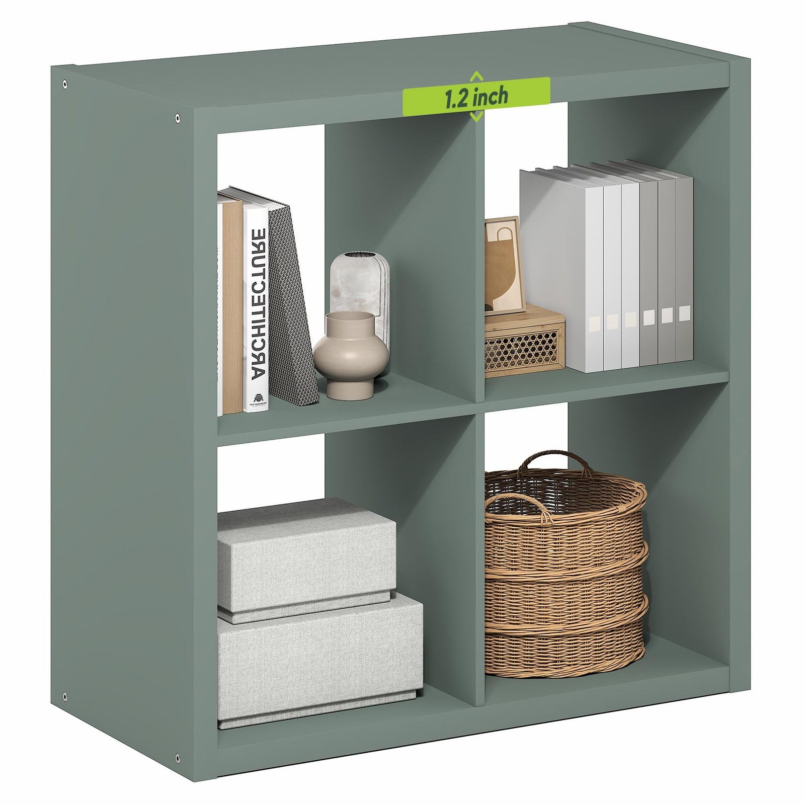 4 Cube Bookshelf Extra Thick Frame Light Grey Furinno LU22004SG Cubicle