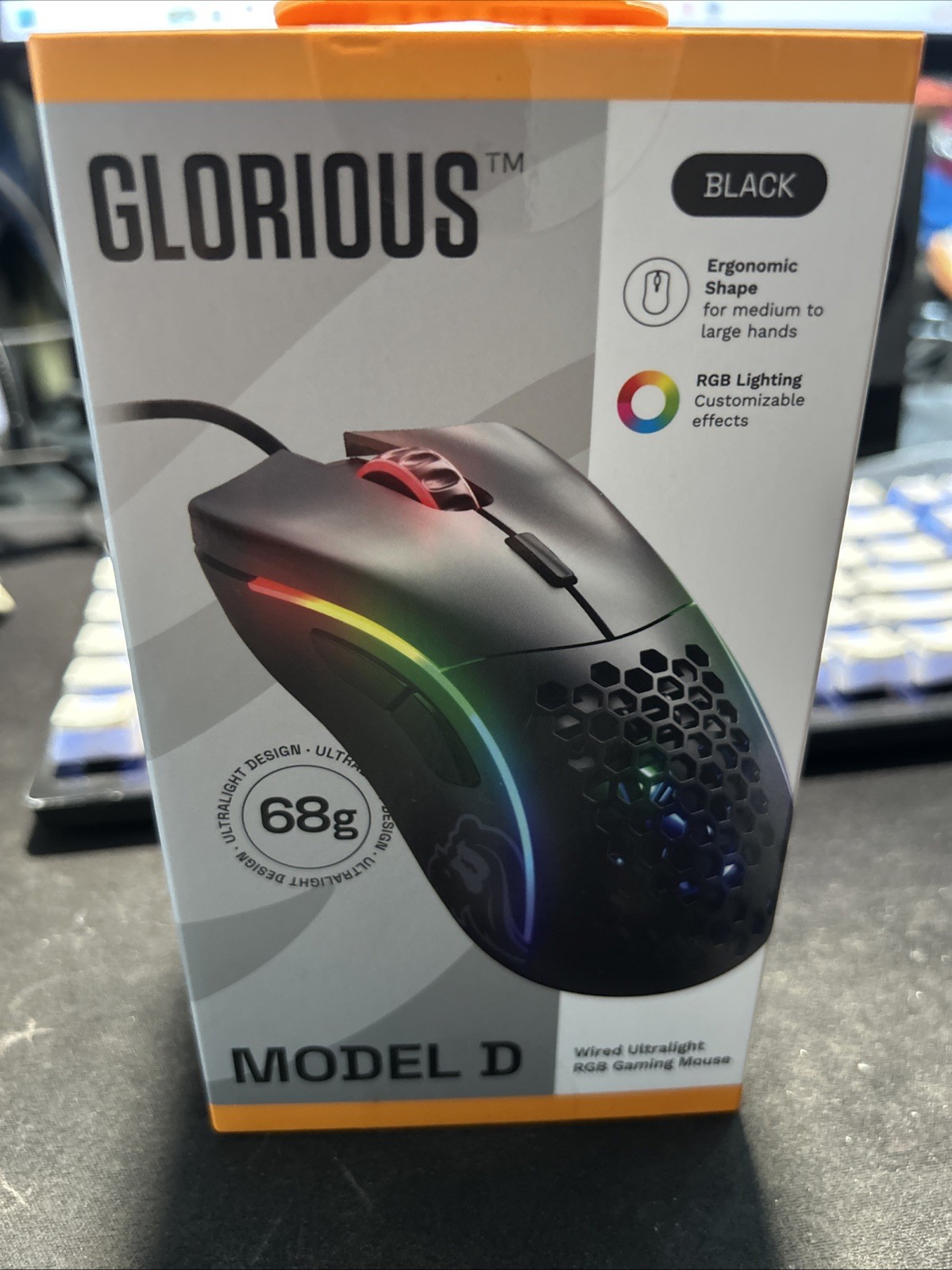 Glorious Model D Wired Gaming Mouse Black 68g Superlight GLO-MS-D-W-BLK - NEW