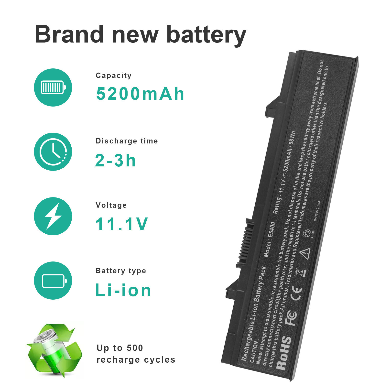 Replacement Battery for Dell Latitude E5400 E5500 E5410 E5510 KM742 PX644H KM970