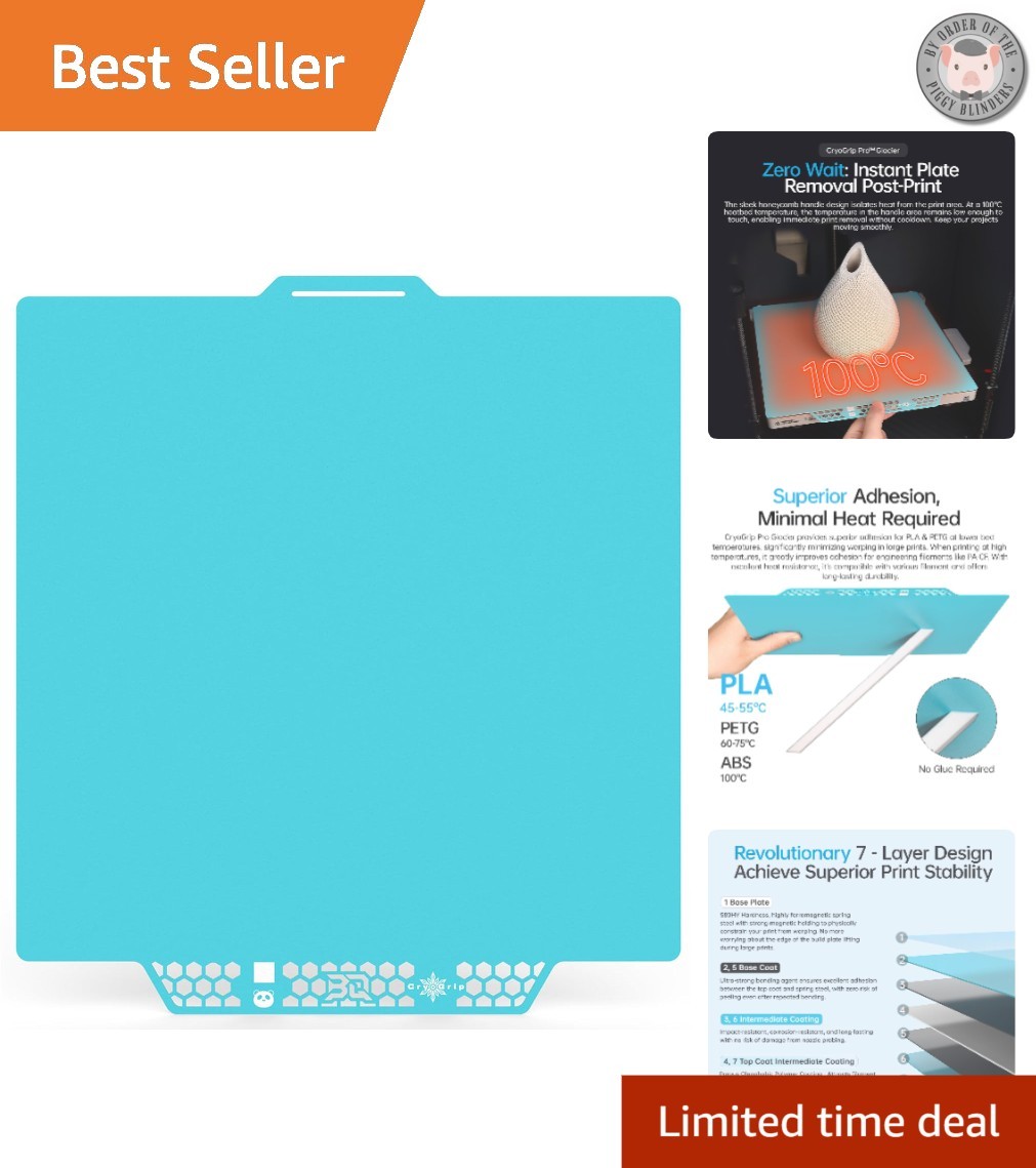 High Adhesion BIQU CryoGrip Pro Build Plate - 257mm Double-Sided for 3D Printing