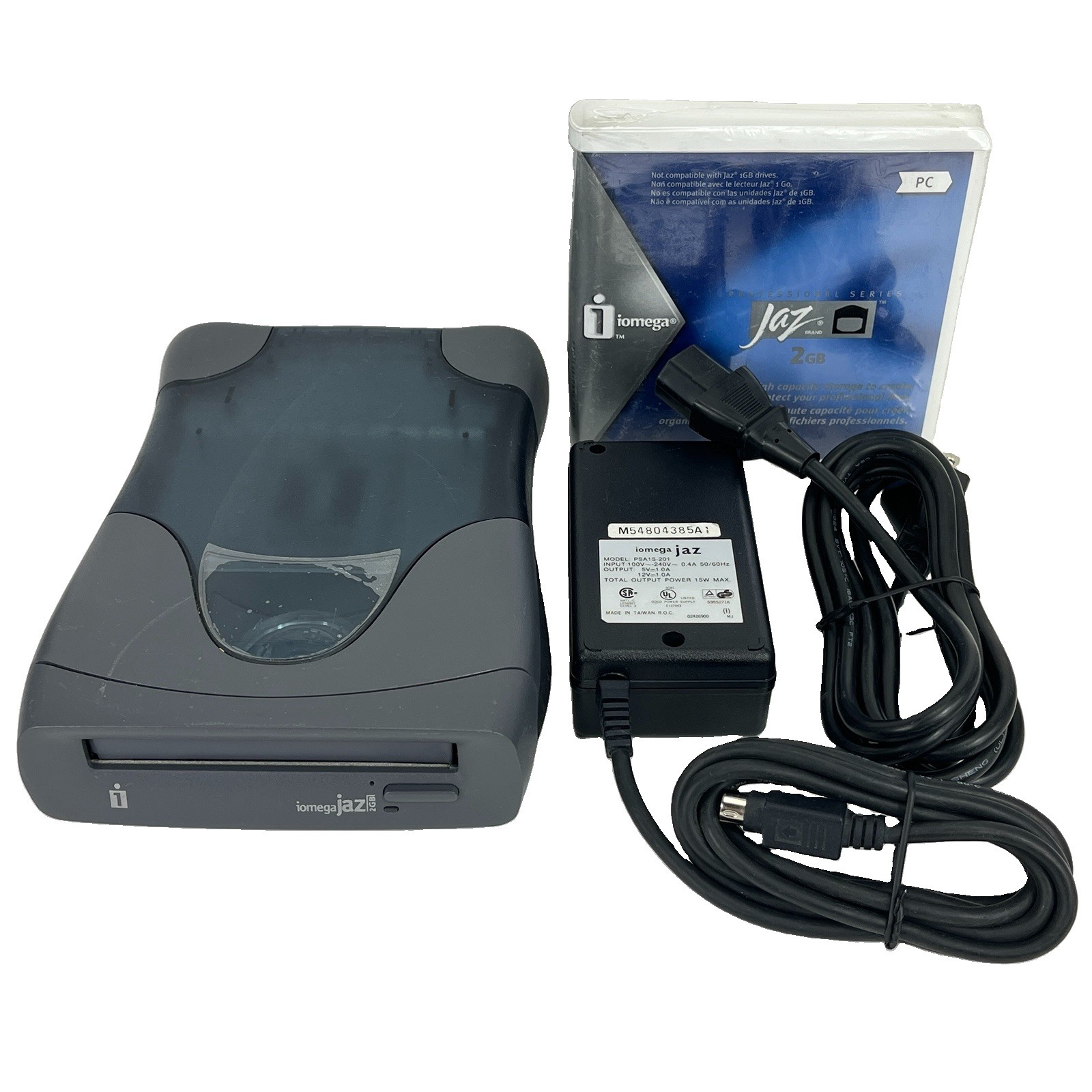 Iomega V2000S JAZ External SCSI Removable Hard Drive w/ Disk & Power Supply