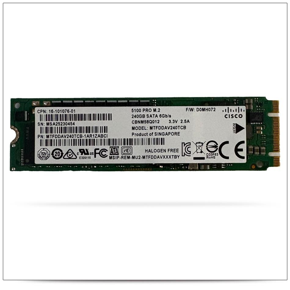 Cisco 16-101076-01 UCS-M2-240GB MTFDDAV240TCB 5100 Pro M.2 240GB SSD SATA 6Gb/s