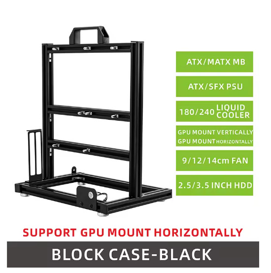 METALFISH BlockCase Aluminum Open Frame Case Support ATX/M-ATX