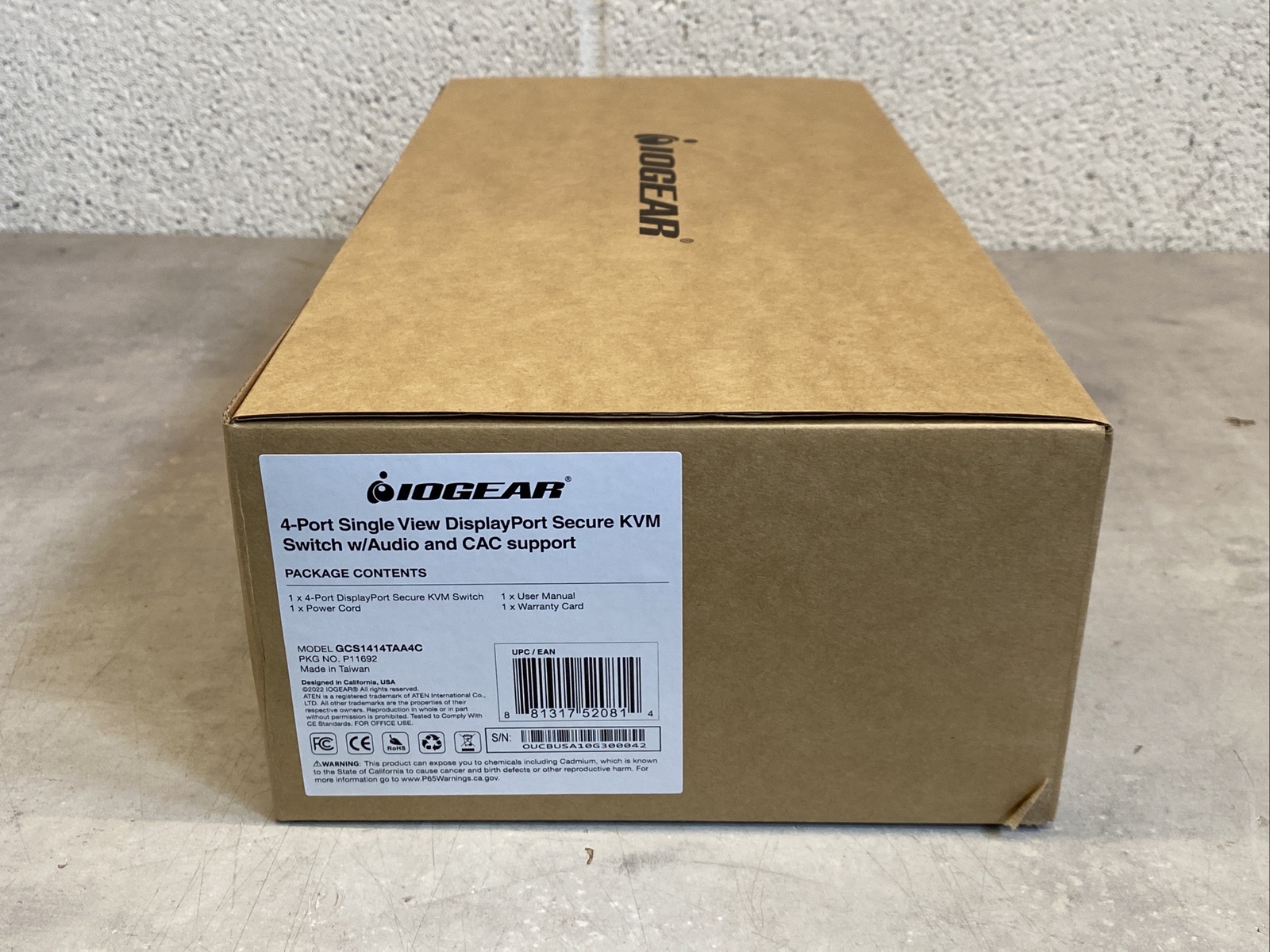 IOGEAR 4-Port Single View DisplayPort Secure KVM Switch w/Audio and CAC Support