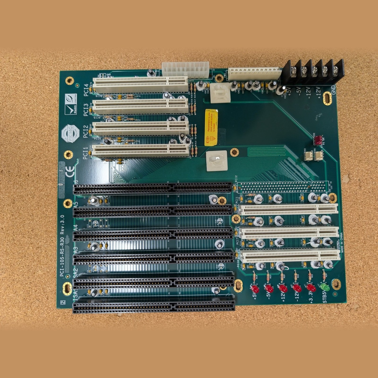 IEI PCI-10S-RS-R30 Rev 3.0 PICMG Industrial Backplane 4 PCI 6 ISA Slots