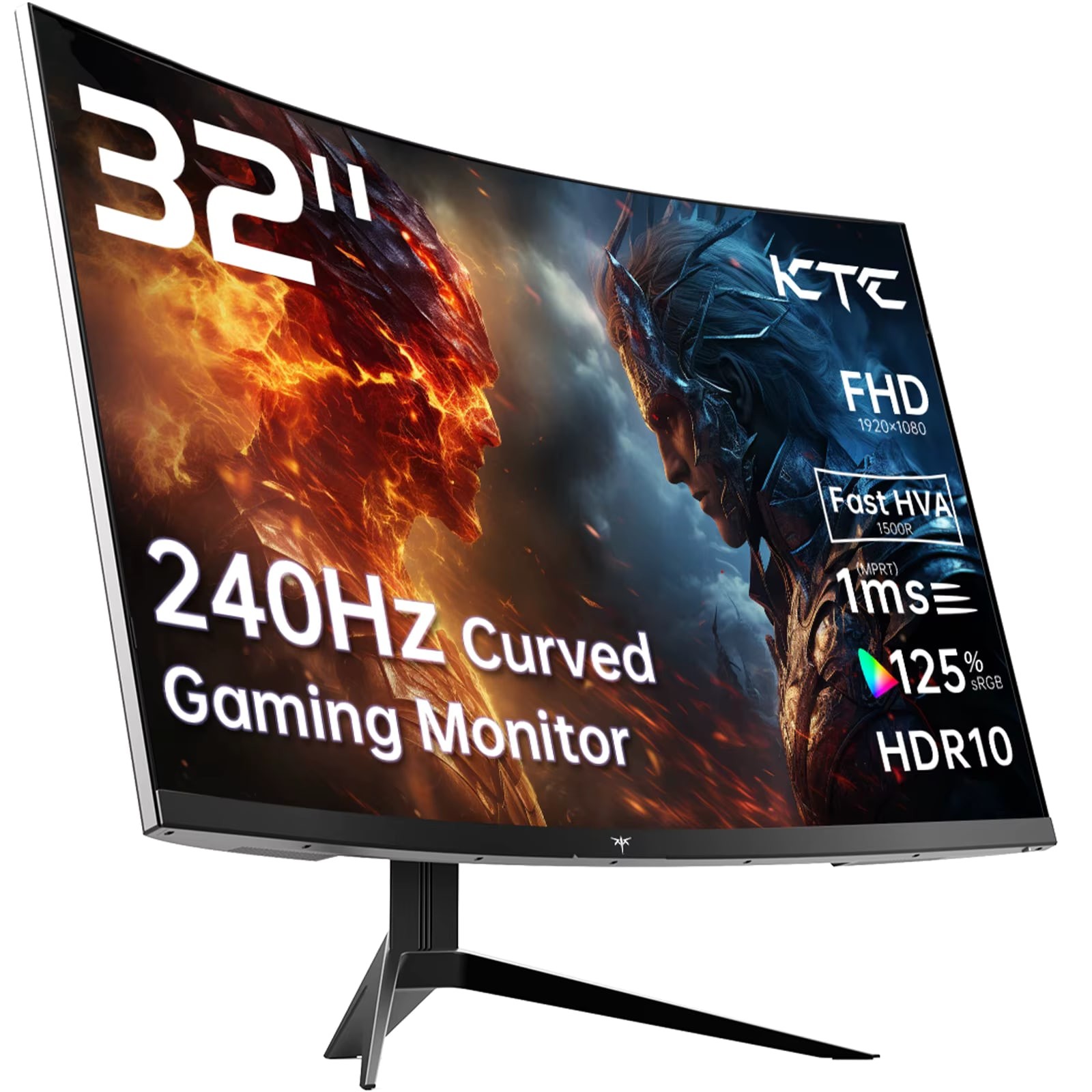 KTC 32 Inch Curved Gaming Monitor 240Hz 1080p 1ms FreeSync HDR10 Black