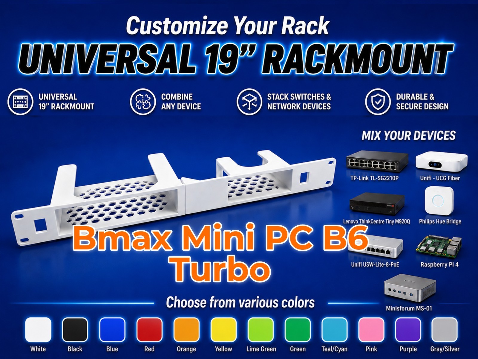 Bmax Mini PC B6 Turbo 19" Rackmount 1U - Mix & Match with other devices