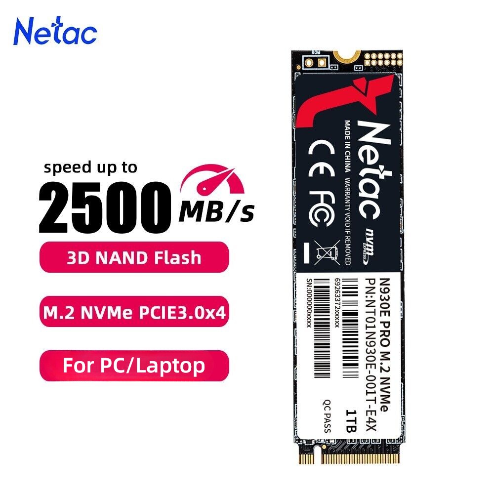 Netac 500GB M.2 2280 Internal SSD PCIe Gen3.0x4 NVMe Solid State Drive PC Laptop