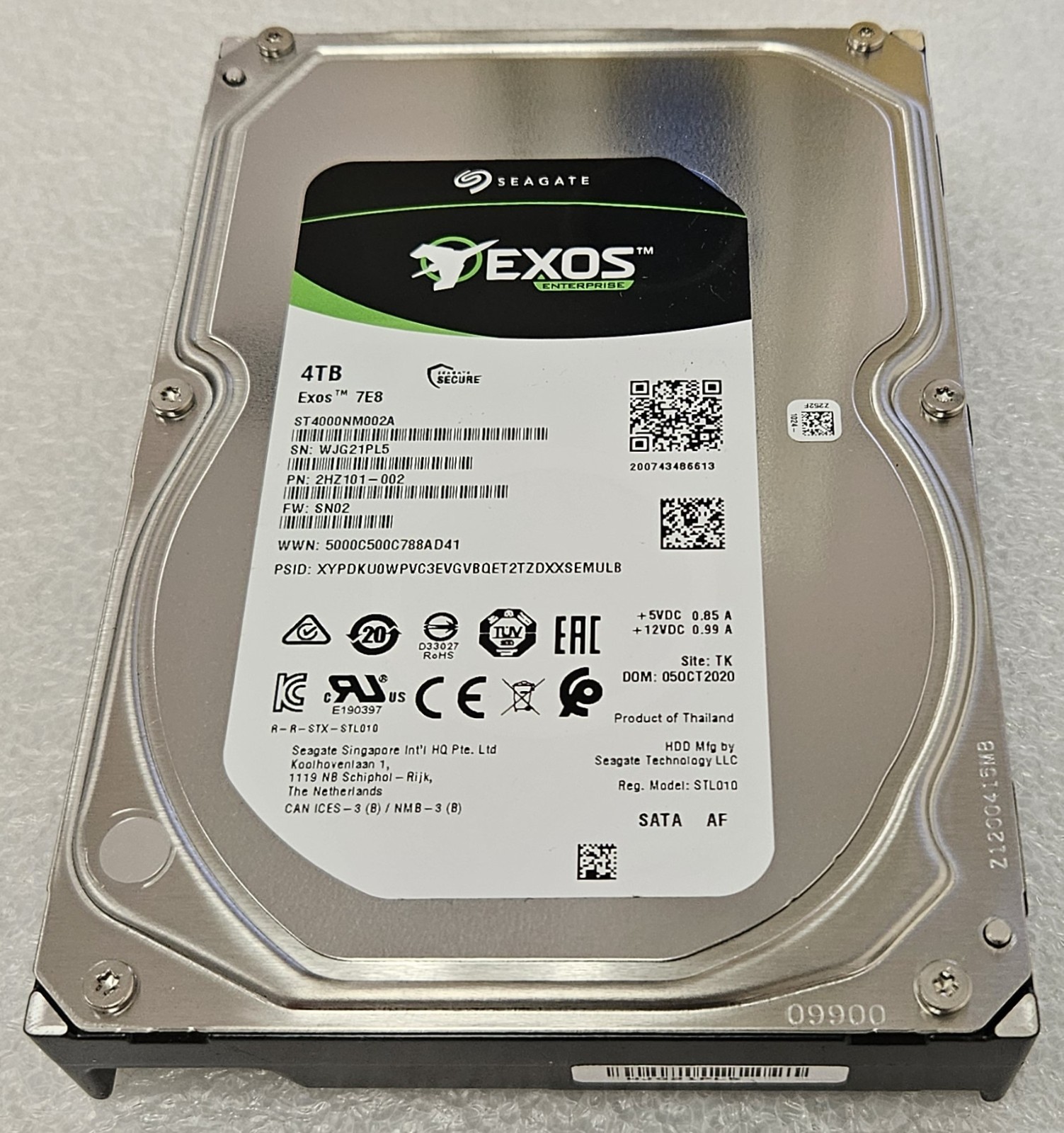 Seagate Exos 7E8 4TB 7.2K RPM SATA 3.5" Hard Drive ST4000NM002A