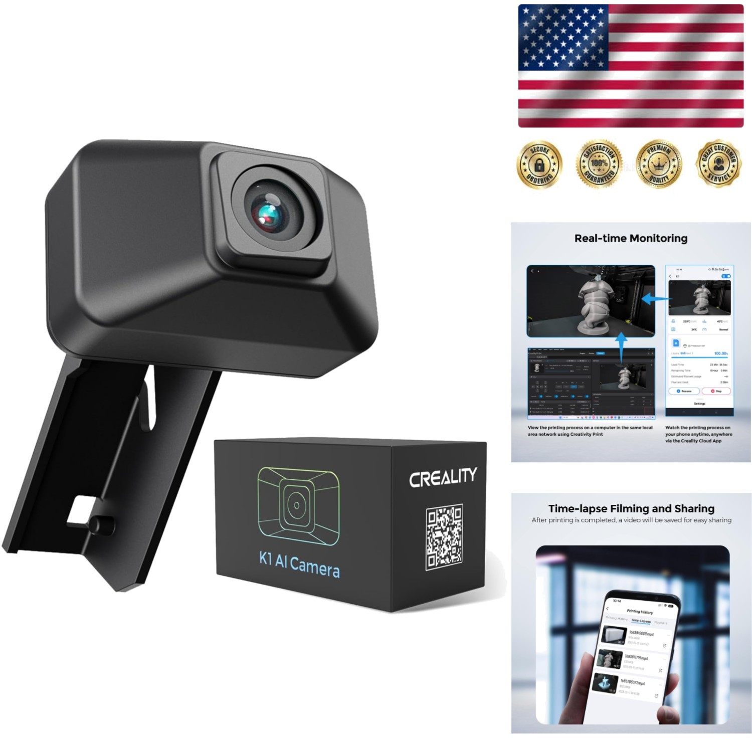 K1 Compatible 1080P HD AI Camera - Elevate Your 3D Printing Experience Today