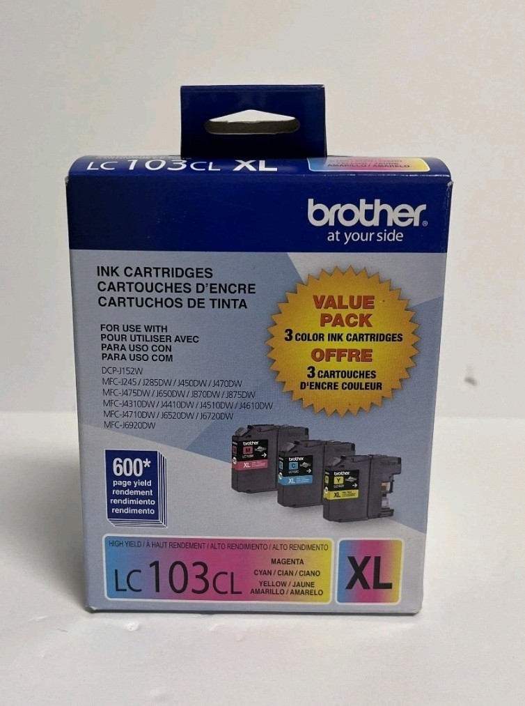 Genuine Brother LC103CL XL OEM 3-Pack Color Ink Cartridges New Open Box