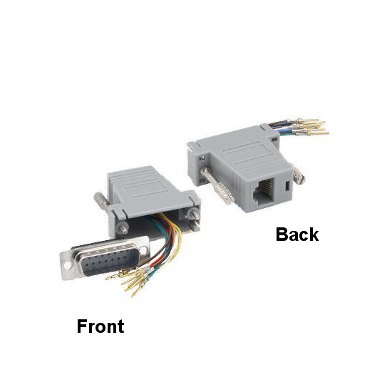 10PCS DB15 Male to RJ-45(8P8C) Female Modular Adapter Converter Serial Gray