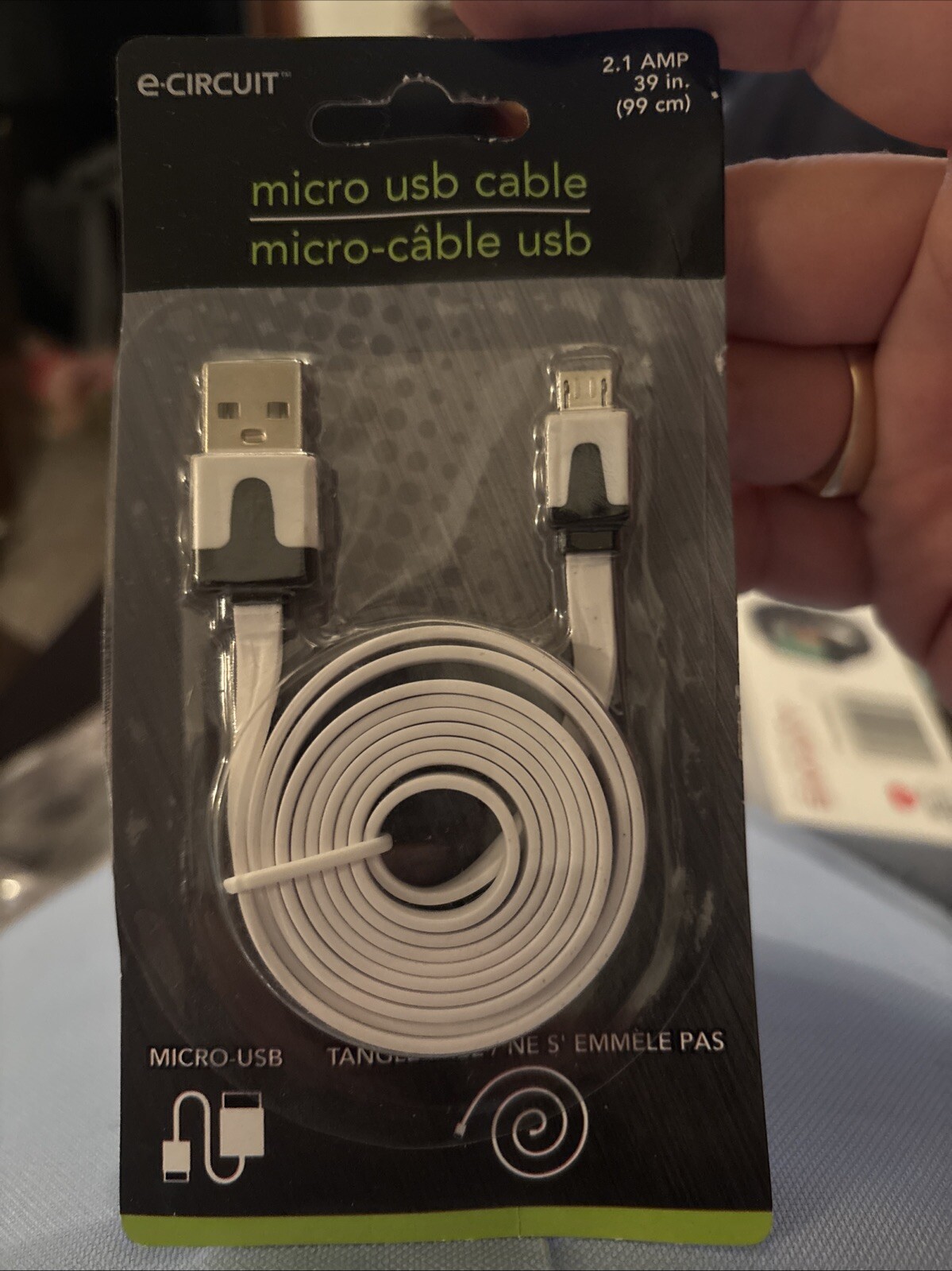 White e-circuit Micro USB Cable High-Speed Charging & Data Transfer (39 Inches)