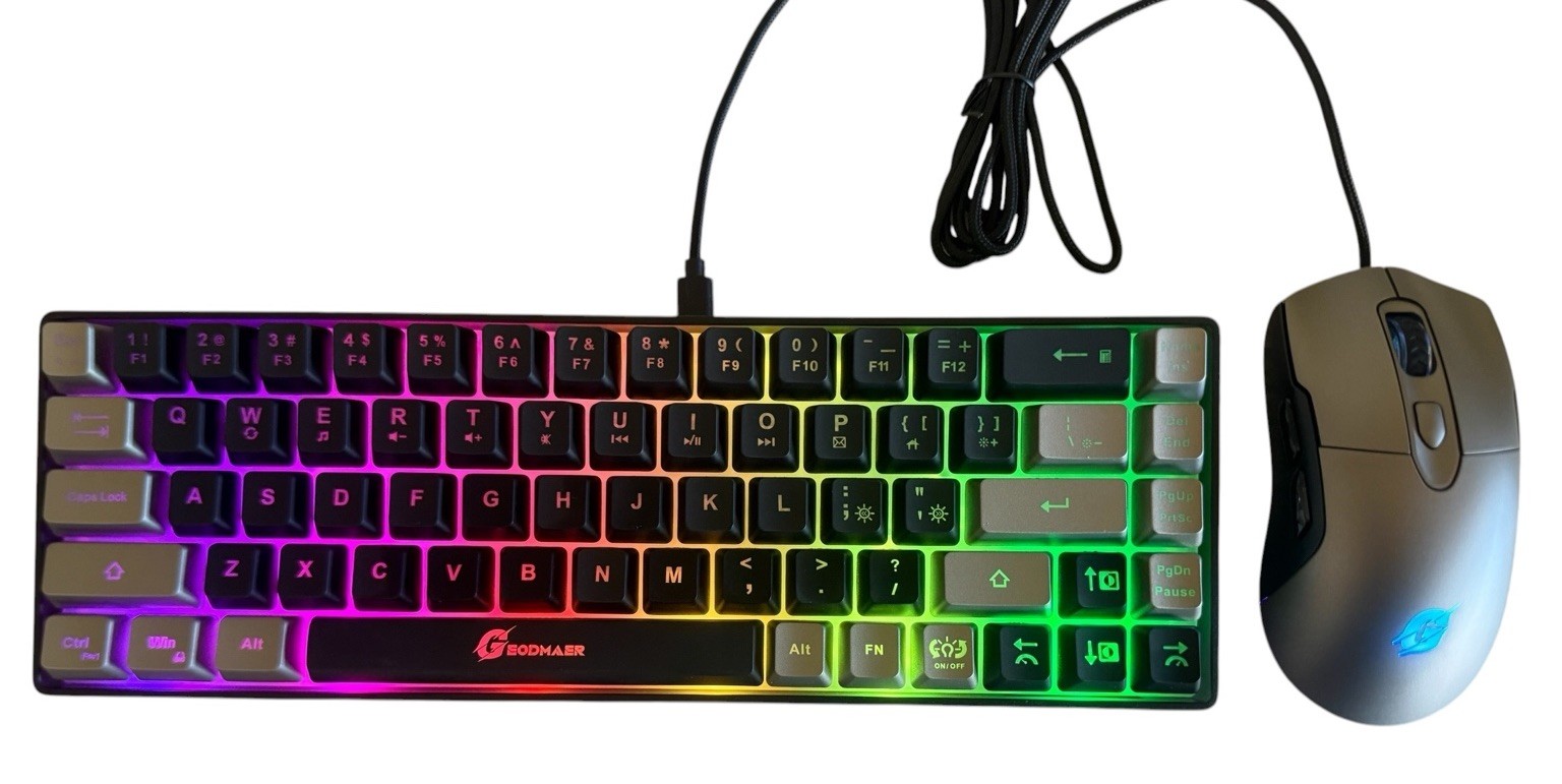 GEODMAER 65% Gaming Keyboard and Mouse Combo RGB Backlit 68 Keys Wired Open Box 