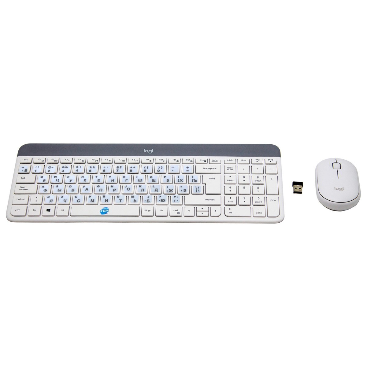 Logitech Mk470 Wireless Mouse And Keyboard Kit + White Russian Layout Stickers