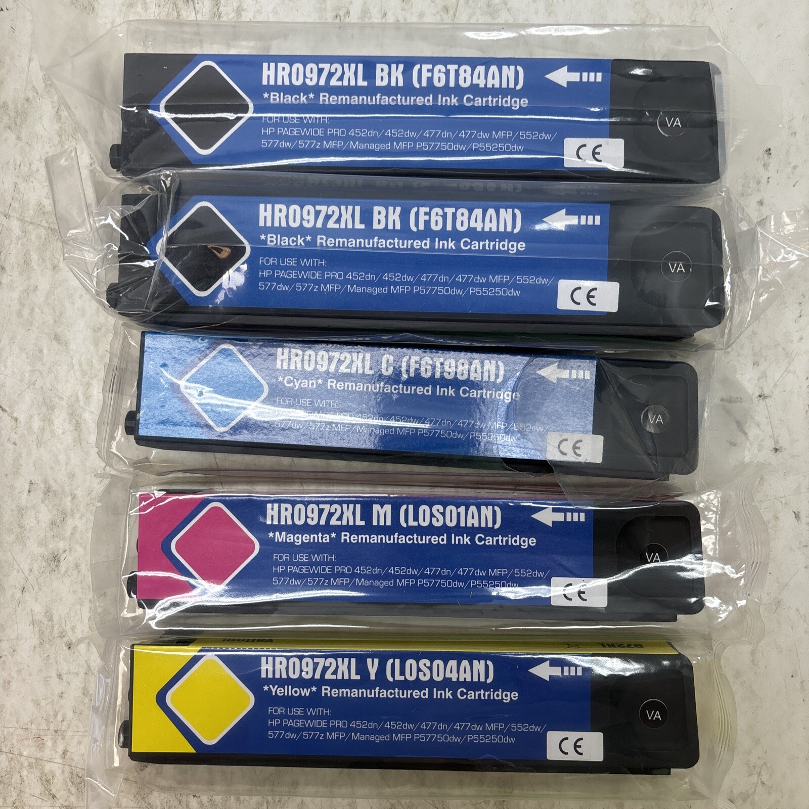 Set Of 5 972XL Ink Cartridge For HP PageWide Pro 452dn 452dw 477dn 477dw 552dw