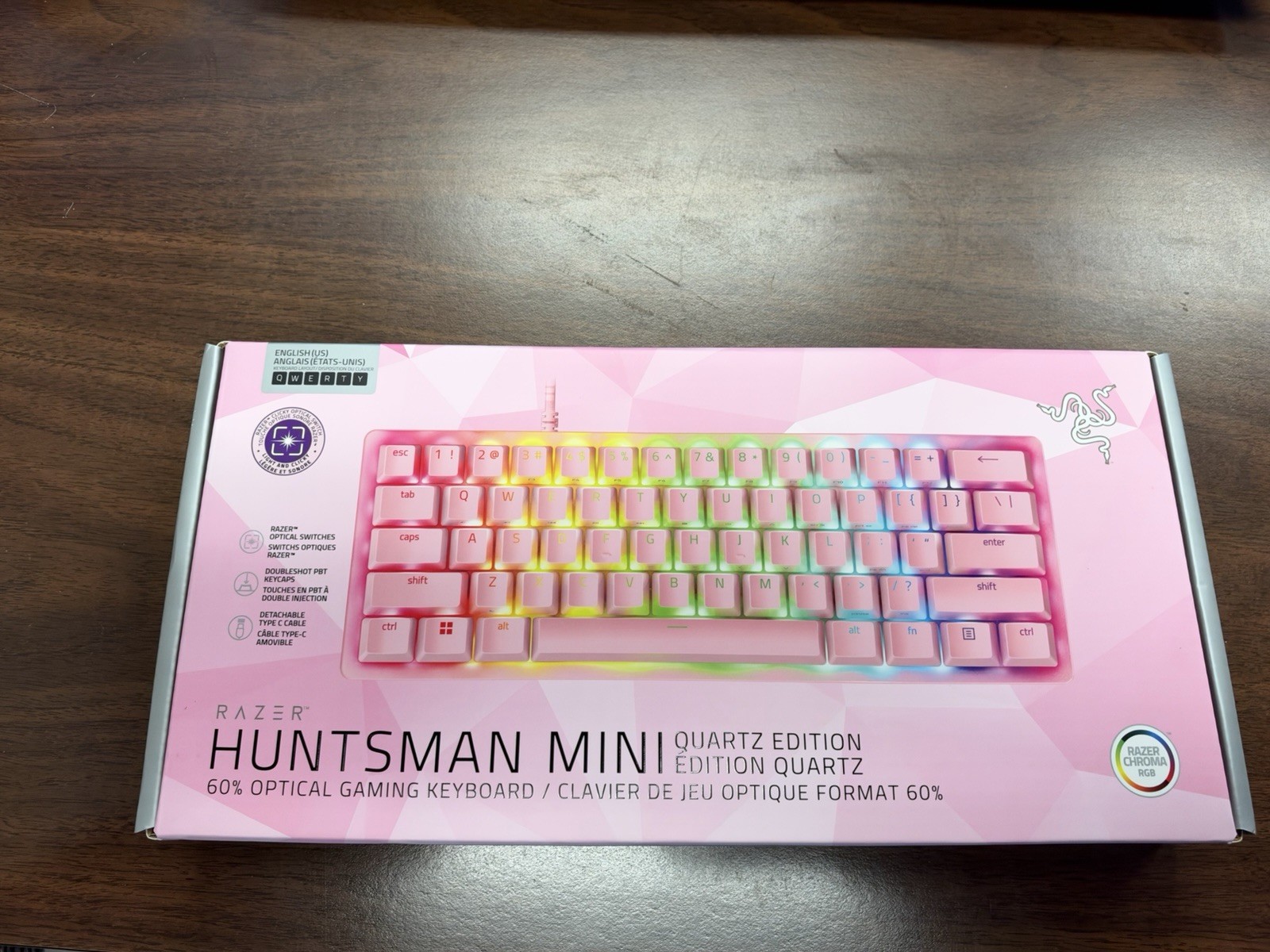 Razer Huntsman Mini 60% Clicky Optical Gaming Keyboard Quartz Pink New Sealed