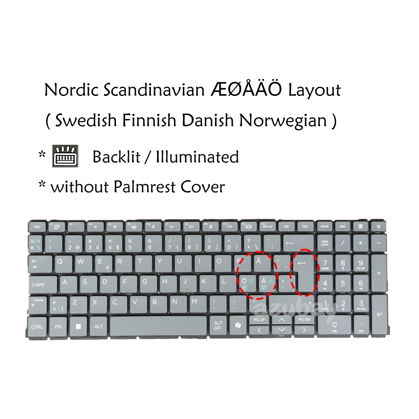 NE Nordic Keyboard For HP EliteBook 460 G11, 465 G11, 660 G11, 665 G11, Backlit
