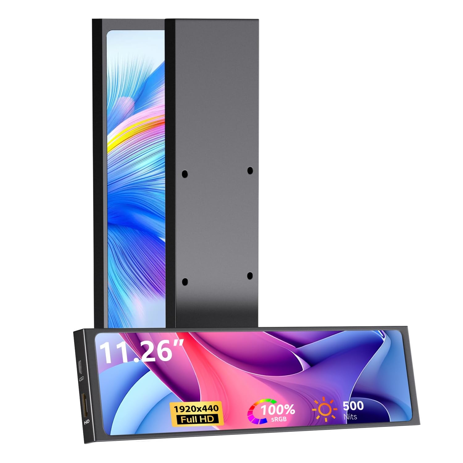 AISHICHEN 11.26" Mini Monitor FHD 1920x440 Small Wide Monitor for PC Case, St...
