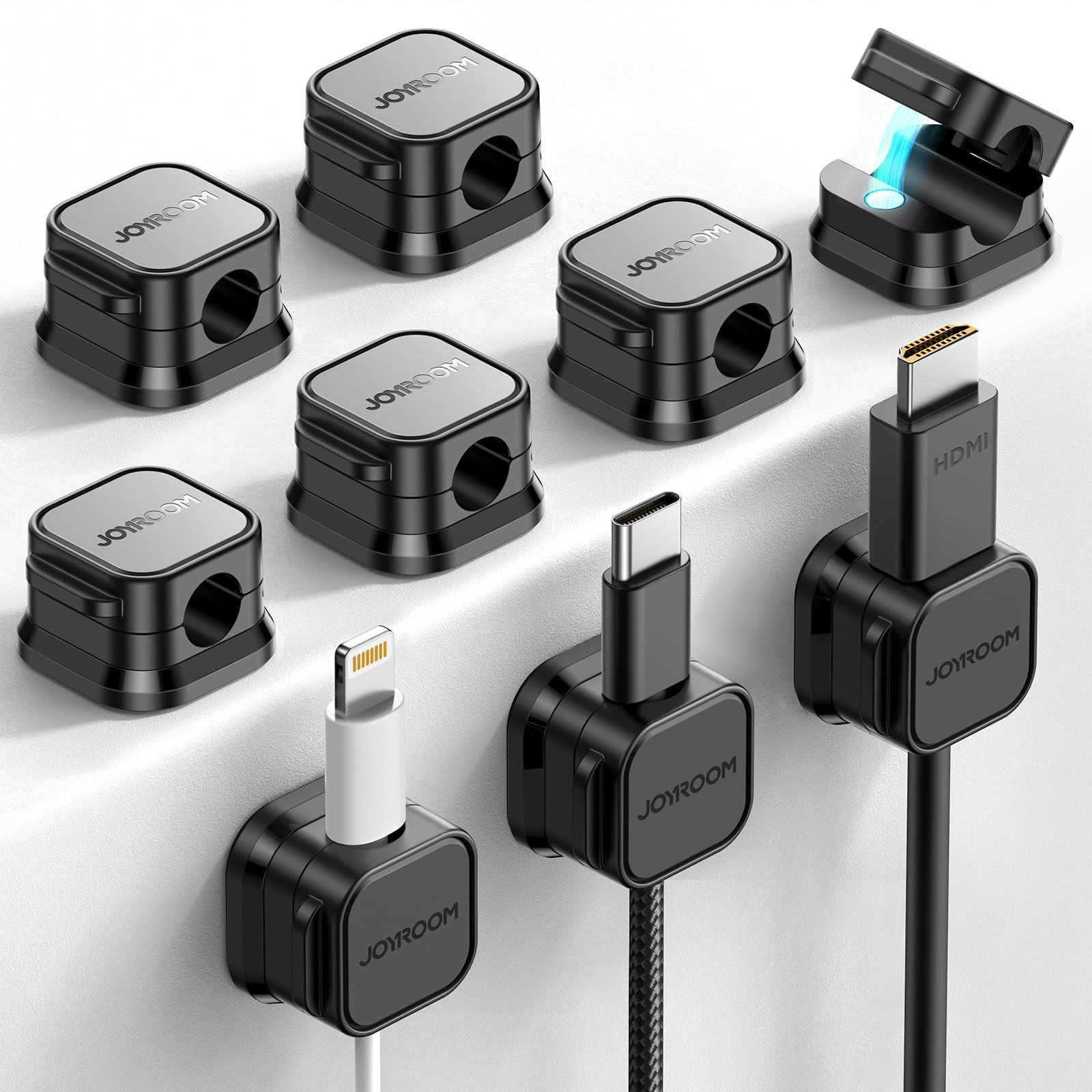 9 Pack Magnetic Cable Clips Cord Organizer Adhesive Wire Management
