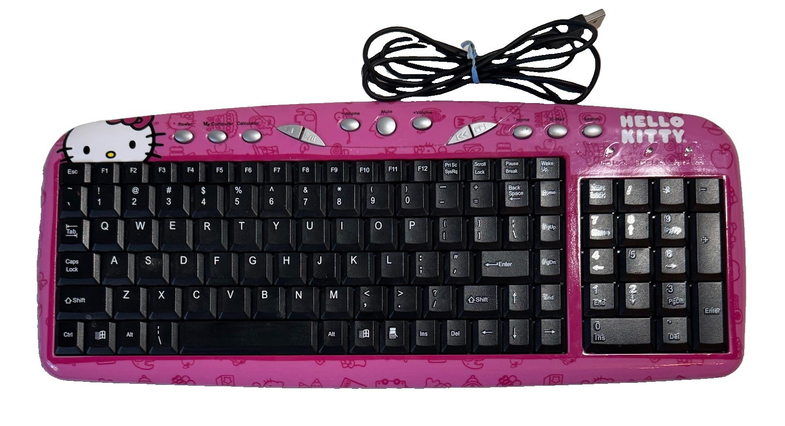 Hello Kitty Pink Wired Keyboard USB Connection 2010 Tested
