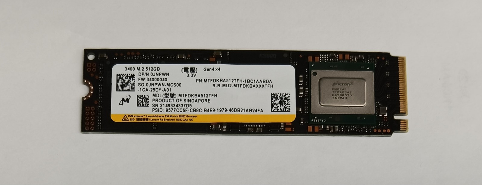 Drives &amp; Storage Dell JNPWN (Micron MTFDKBA512TFH-1BC1AABDA) 512GB M.2 NV...