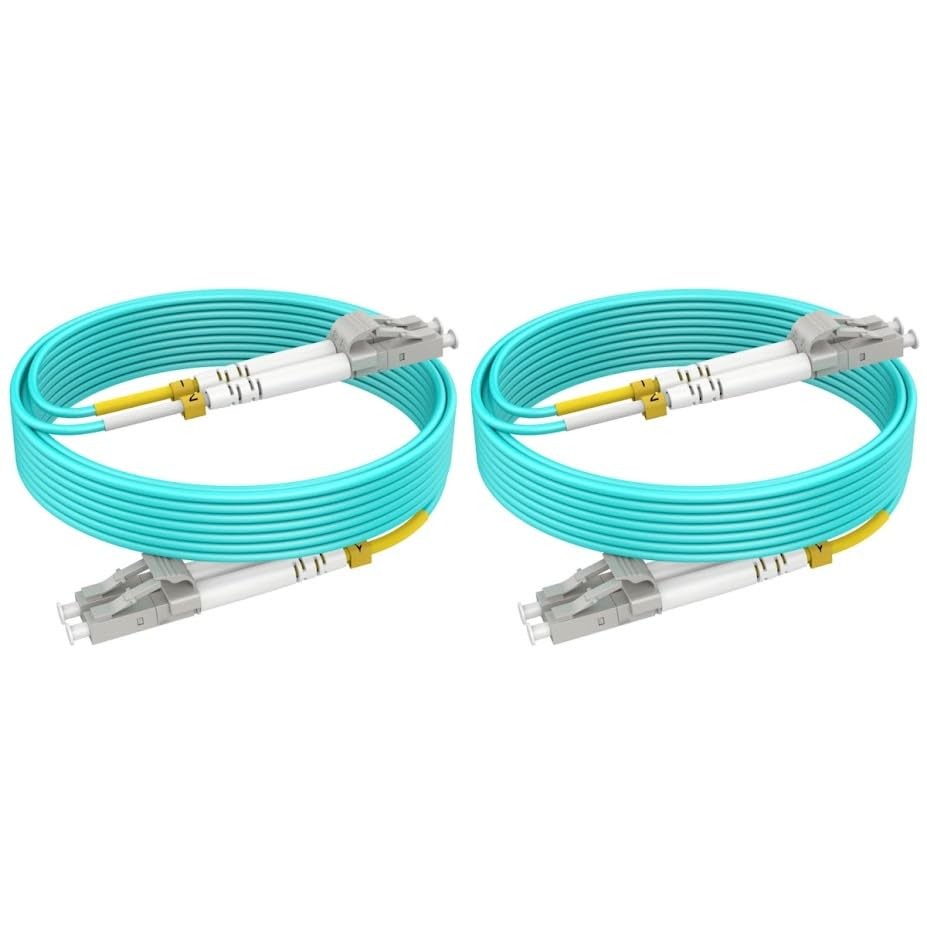RamboCables LC to LC Multimode Fiber Patch Cable, 49ft/15m-2PACK MM OM3 Fiber