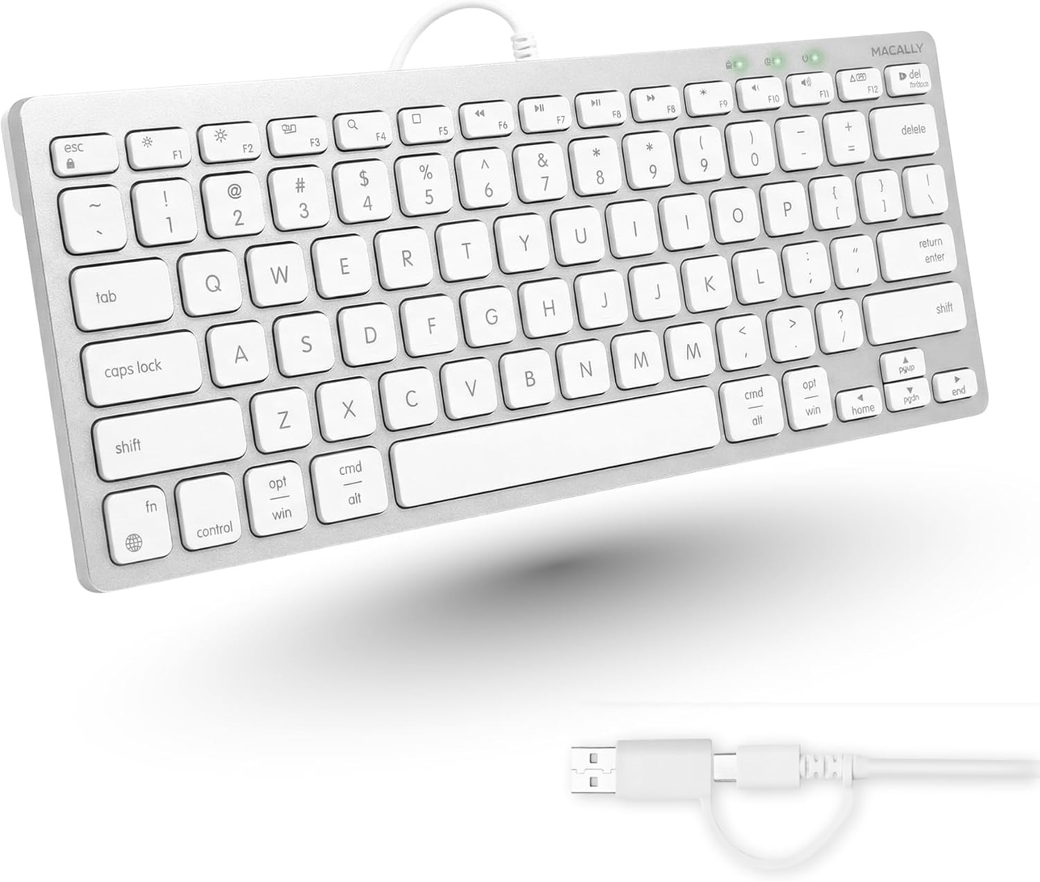 Macally USB C Wired Keyboard for Mac – Compatible Keyboard for Macbook Pro/Air