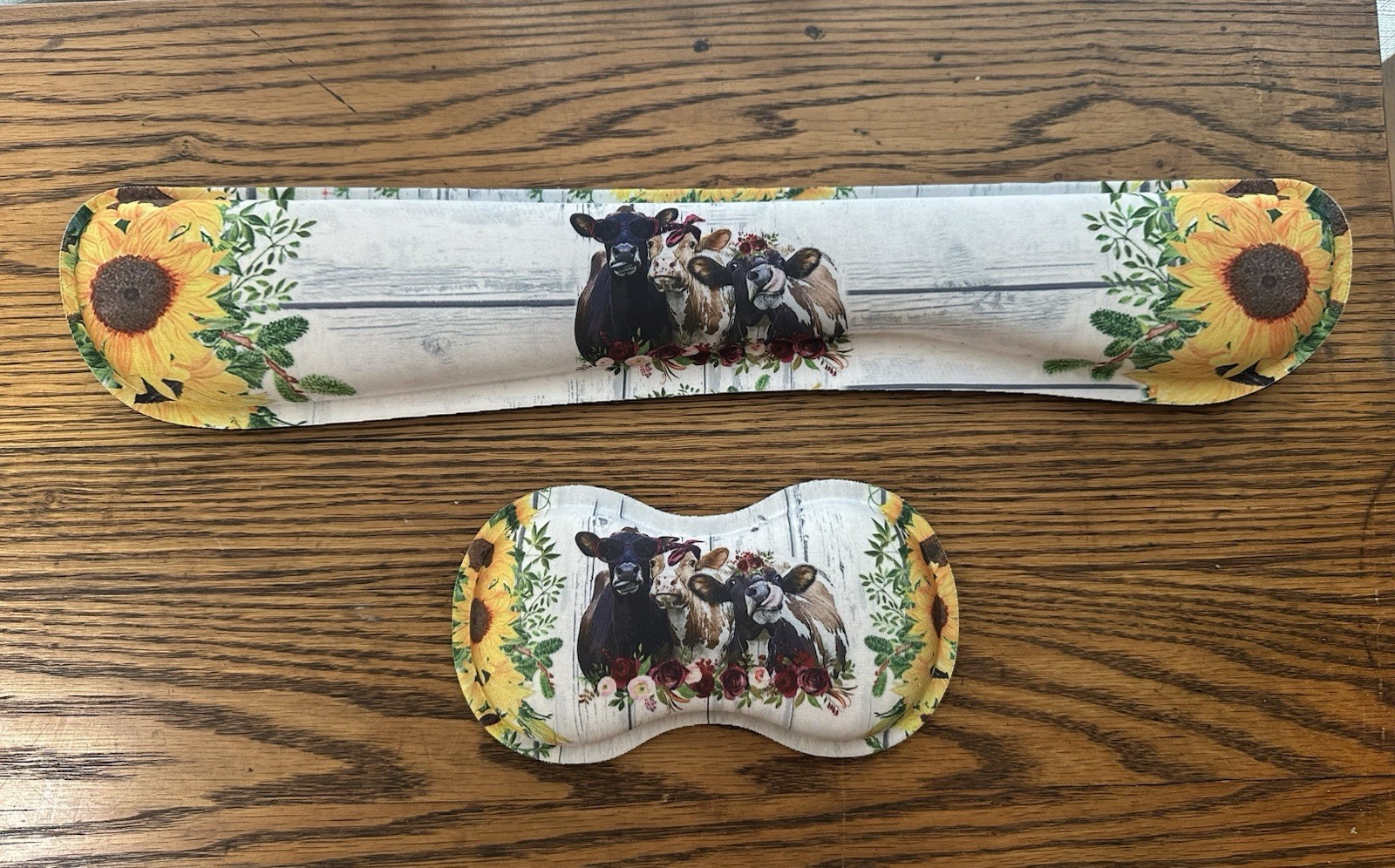2 Wrist Rests for Computer Easy Typing & Pain Relief Sunflowers Cows