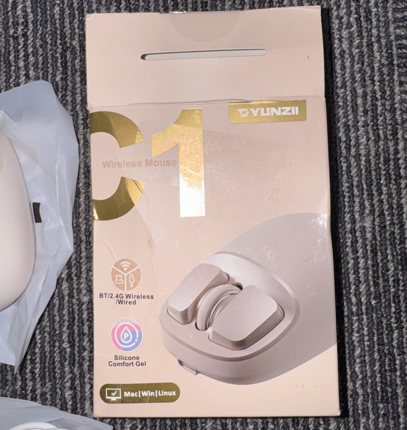 YUNZII C1 Wireless Tri-Mode Wireless Mouse 4800 DPI Optical (Beige)