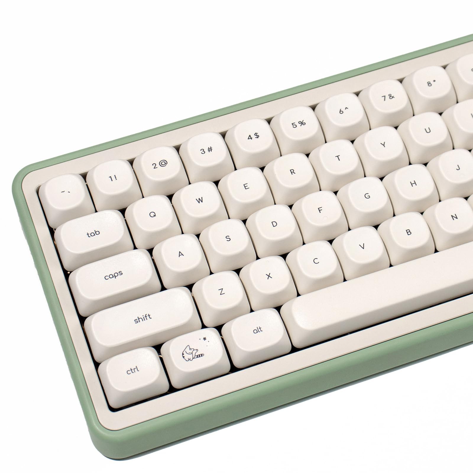MOA Profile Cute Cat Keycaps 124 Keys Minimalist White PBT Keyboard Set