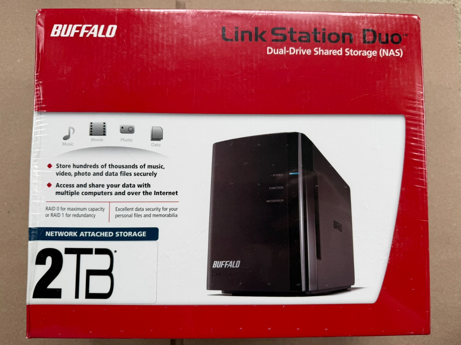 Buffalo Link Station Duo Dual Drive Shared Storage NAS 2 TB New In The Box