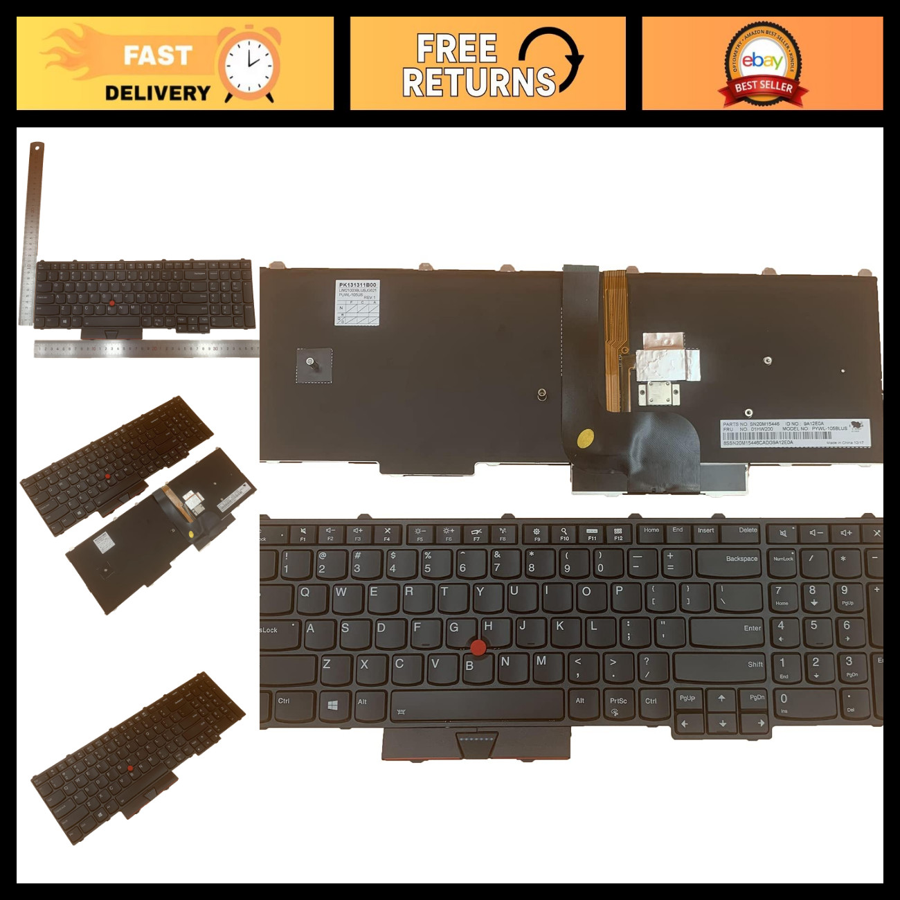 Backlit US Layout Laptop Replacement Keyboard with Pointer for ThinkPad P50 P70