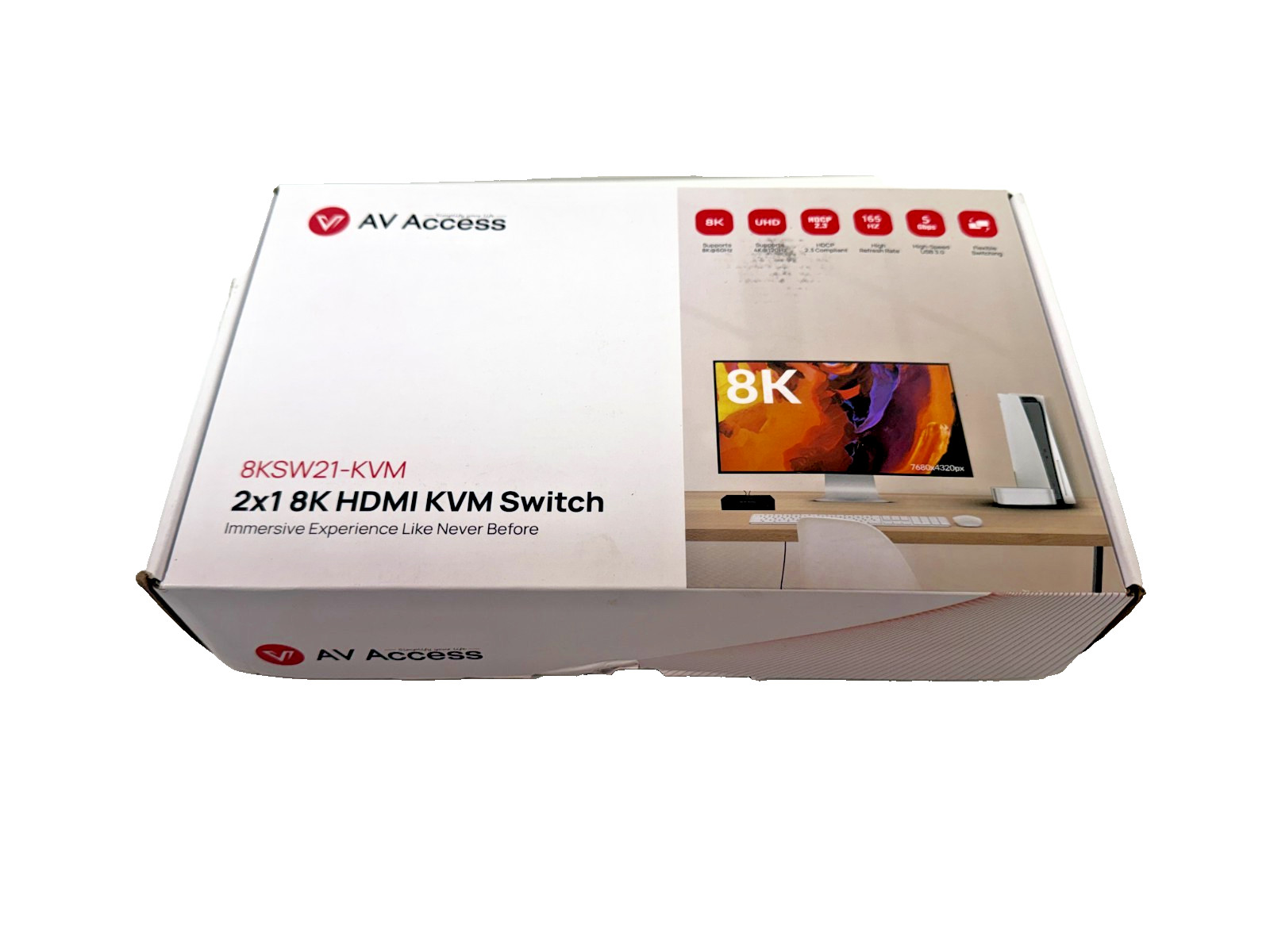 NEW AV Access 8KSW21-KVM 2x1 HDMI 2.1 KVM Switch 8K 60Hz 4K 120Hz USB 3.0 Hub
