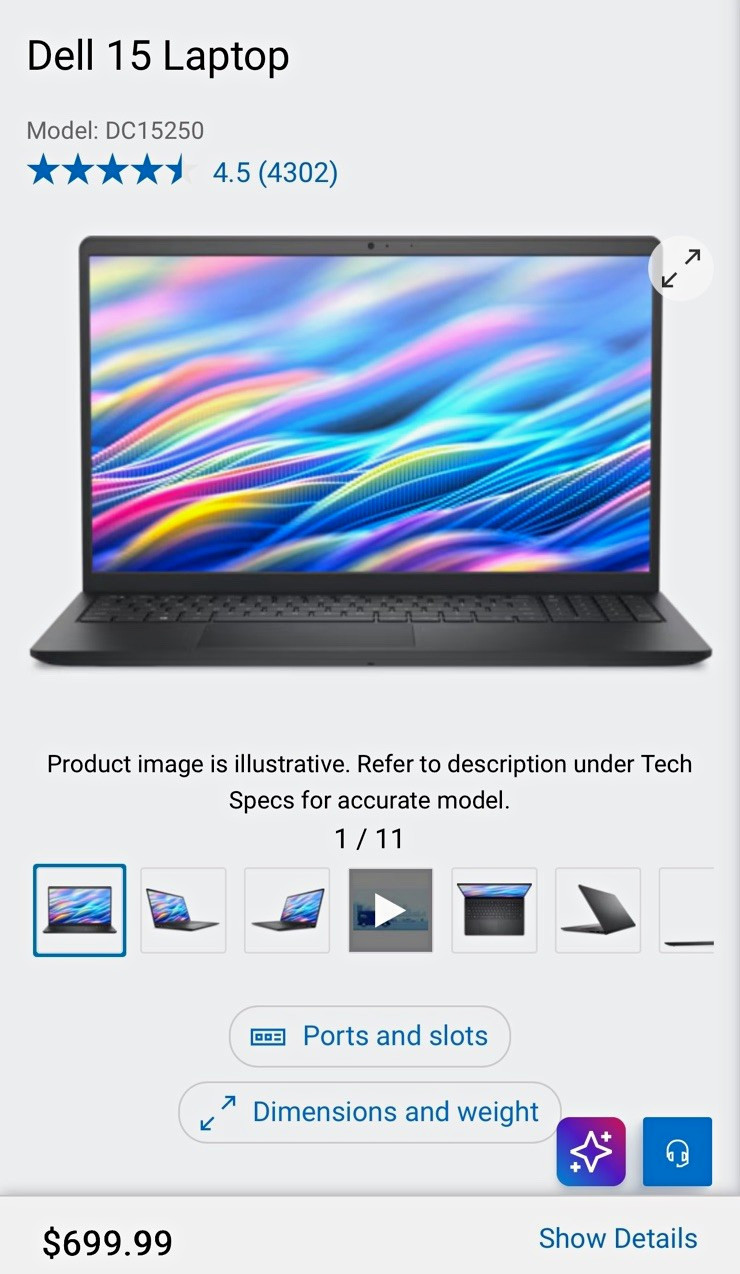 Dell 15 DC15250 15 in. Laptop Intel® Core™ 3 Windows 11 