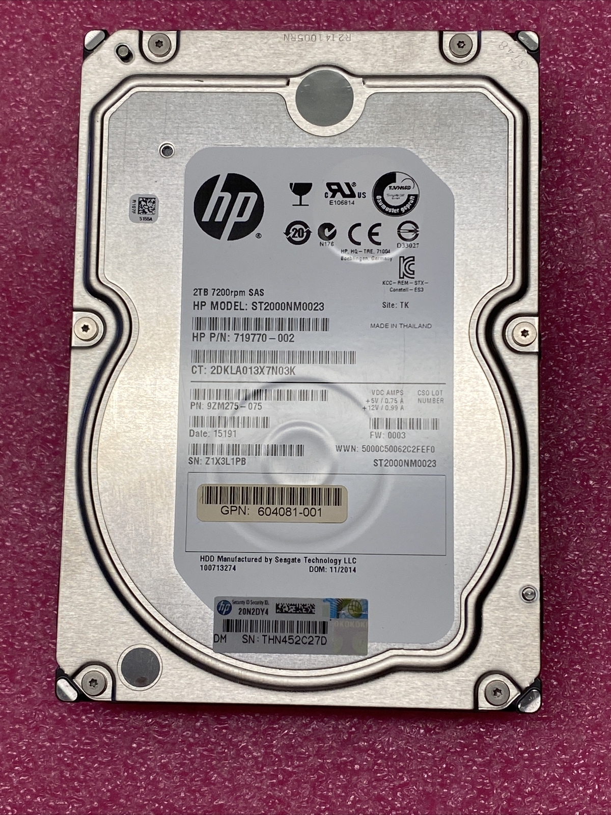 Seagate HP ST2000NM0023 Constellation ES.3 2TB 3.5" SAS 2 Enterprise Hard Drive