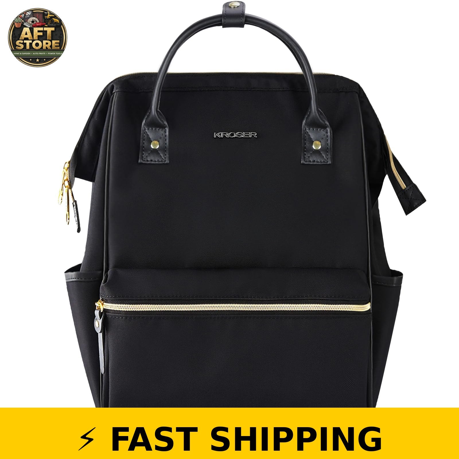 KROSER 17" Stylish Laptop Backpack Work Bag for Men/Women - Black