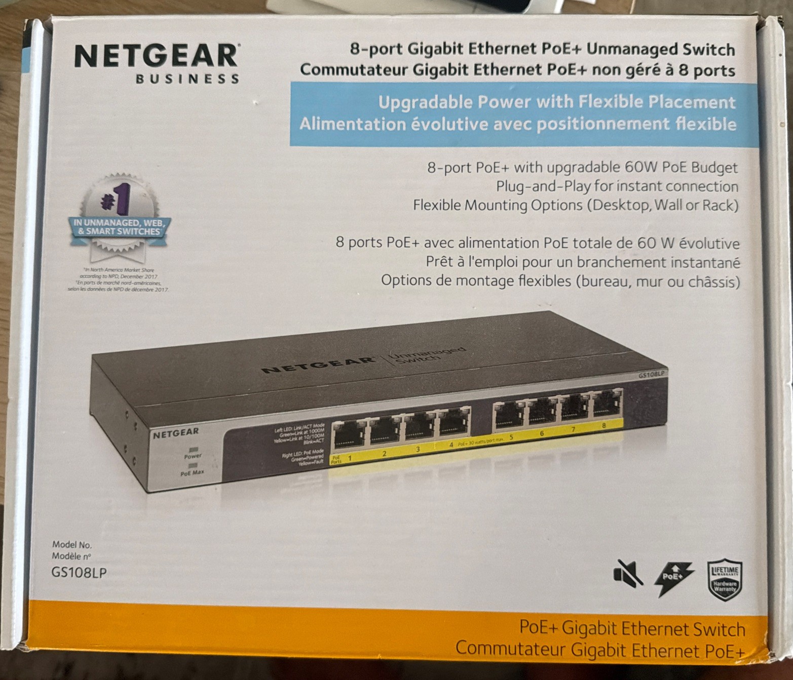 NETGEAR GS108LP 8-port Gigabit Ethernet Poe Unmanaged Switch
