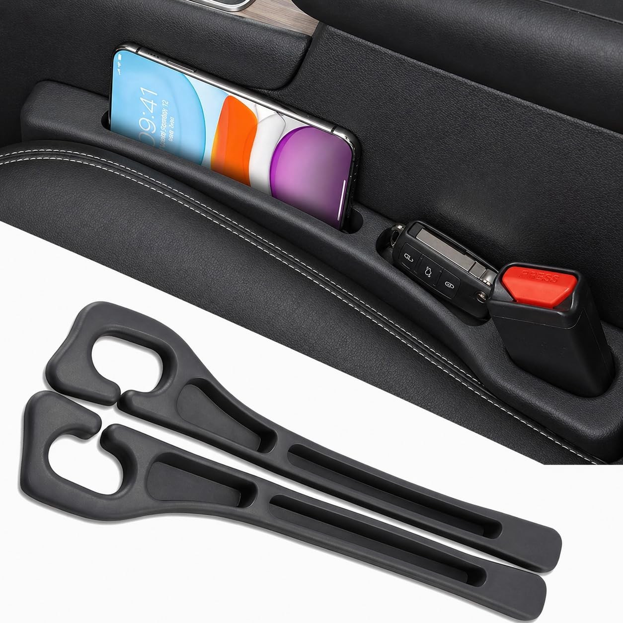 2PCS Car Seat Gap Filler and Organizer, Universal Console Catcher Fill The Ga...