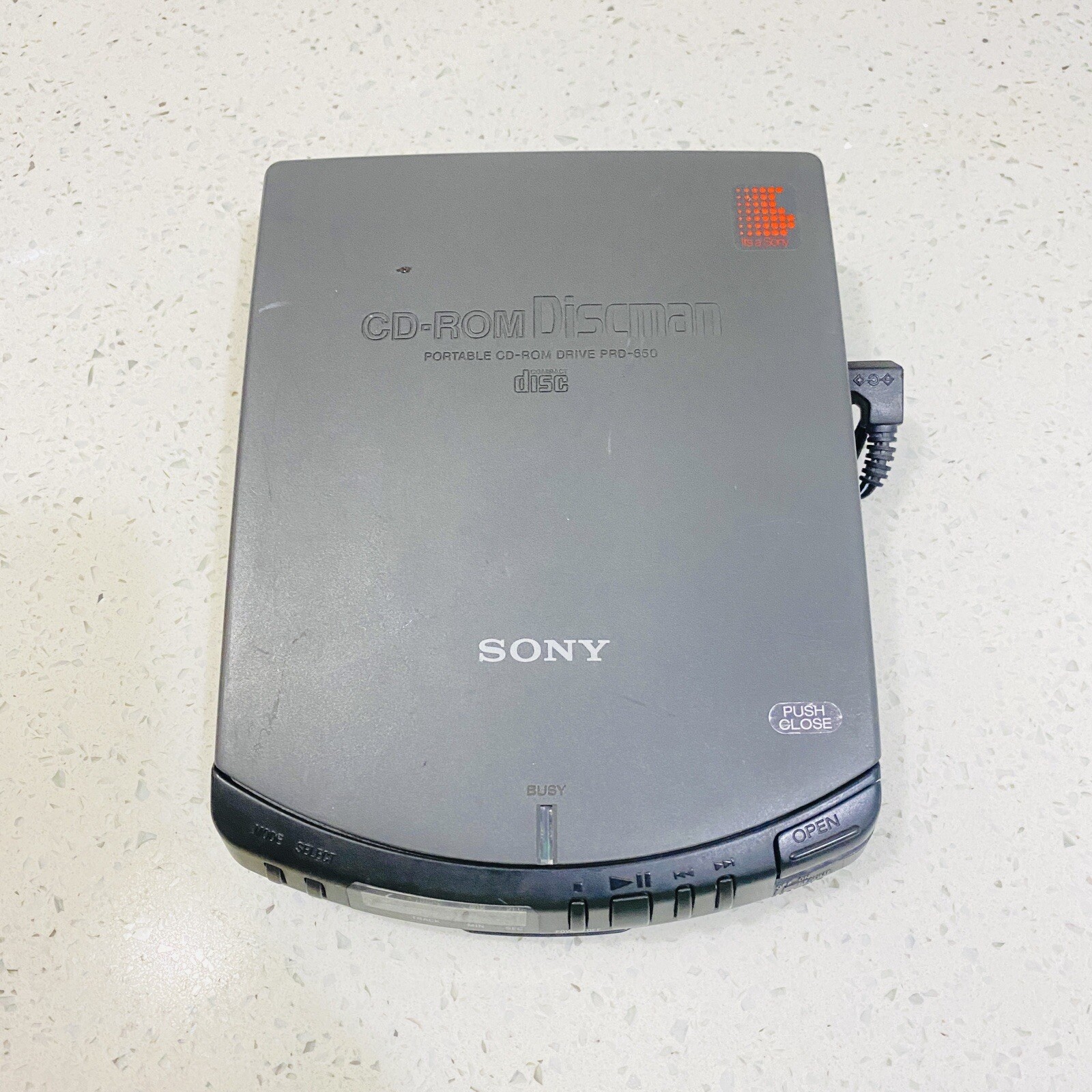 Sony Discman Portable External CD-ROM Drive PRD-650 w/ Battery Case Works