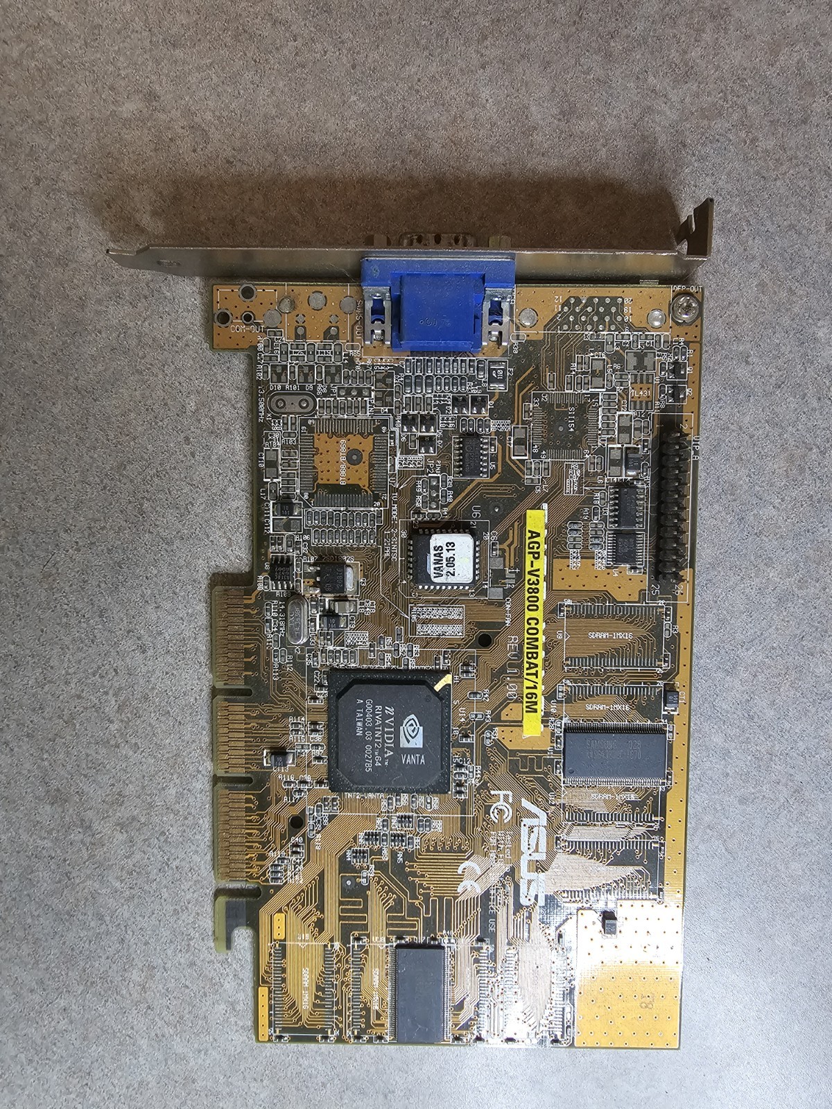RARE ASUS AGP-V3800/16M PURE NVIDIA RIVA TNT2 16 MB AGP VGA CARD VGA ONLY MXB77