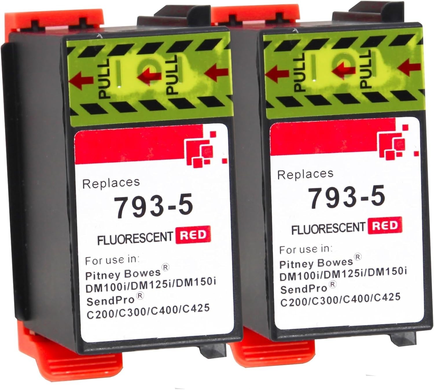 Replacement for Pitney Bowes Postal Ink Red 793-5 For DM100/200 Series 2 Pack