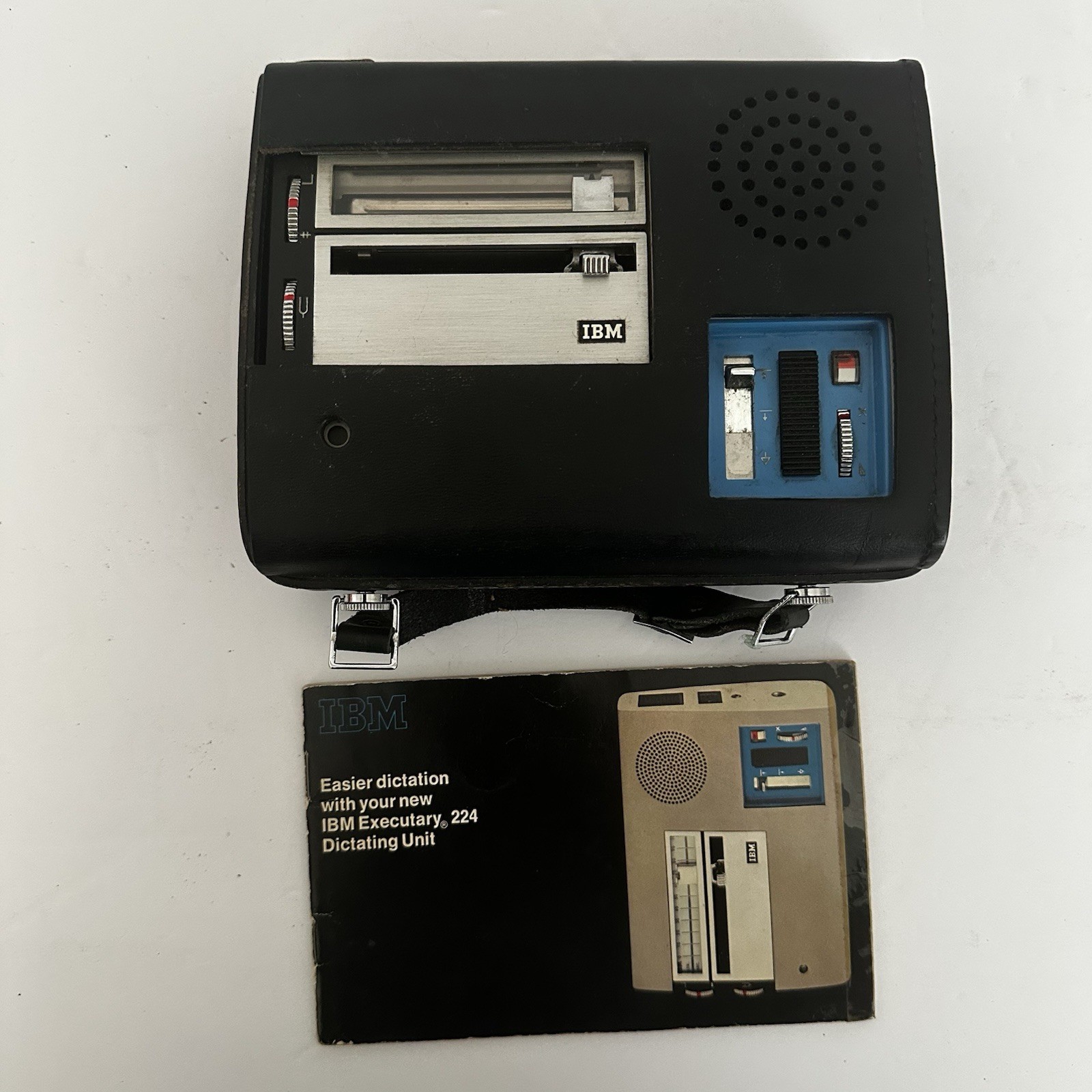 Vintage IBM Executary 224 Dictating Machine Recorder w/ Case Manual Untested