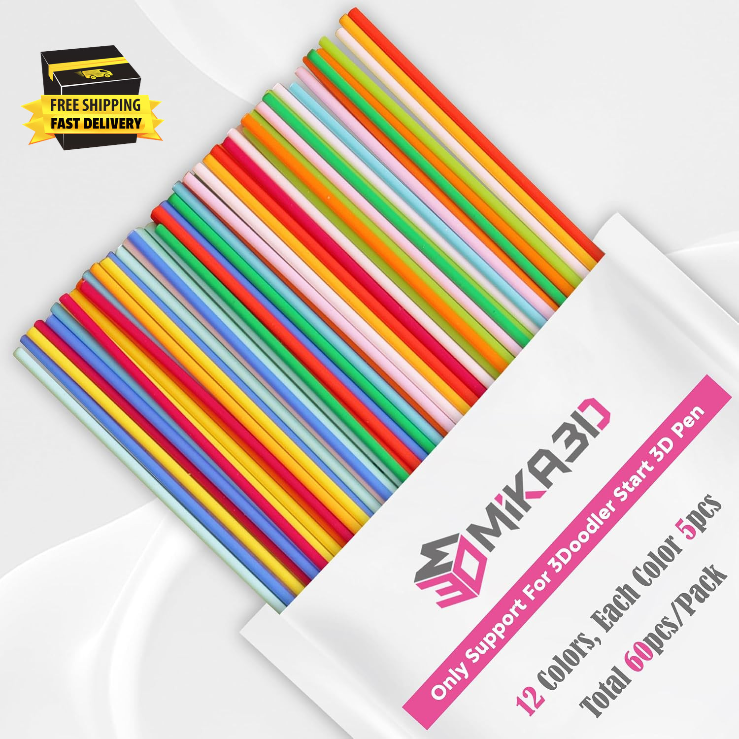 12 Bright Colors 2.5Mm PCL Filament Refill, Low Print Temperature Filament, Each