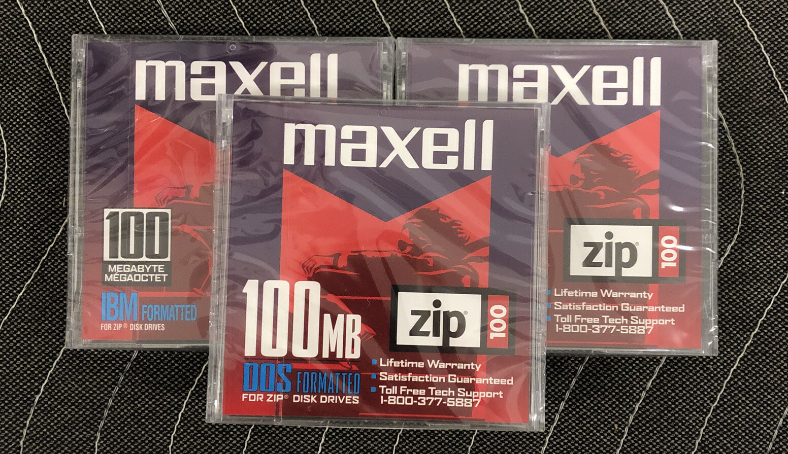 Maxell 100 MB DOS Formatted Zip Disks 3 - Pack - NEW  Individually Sealed