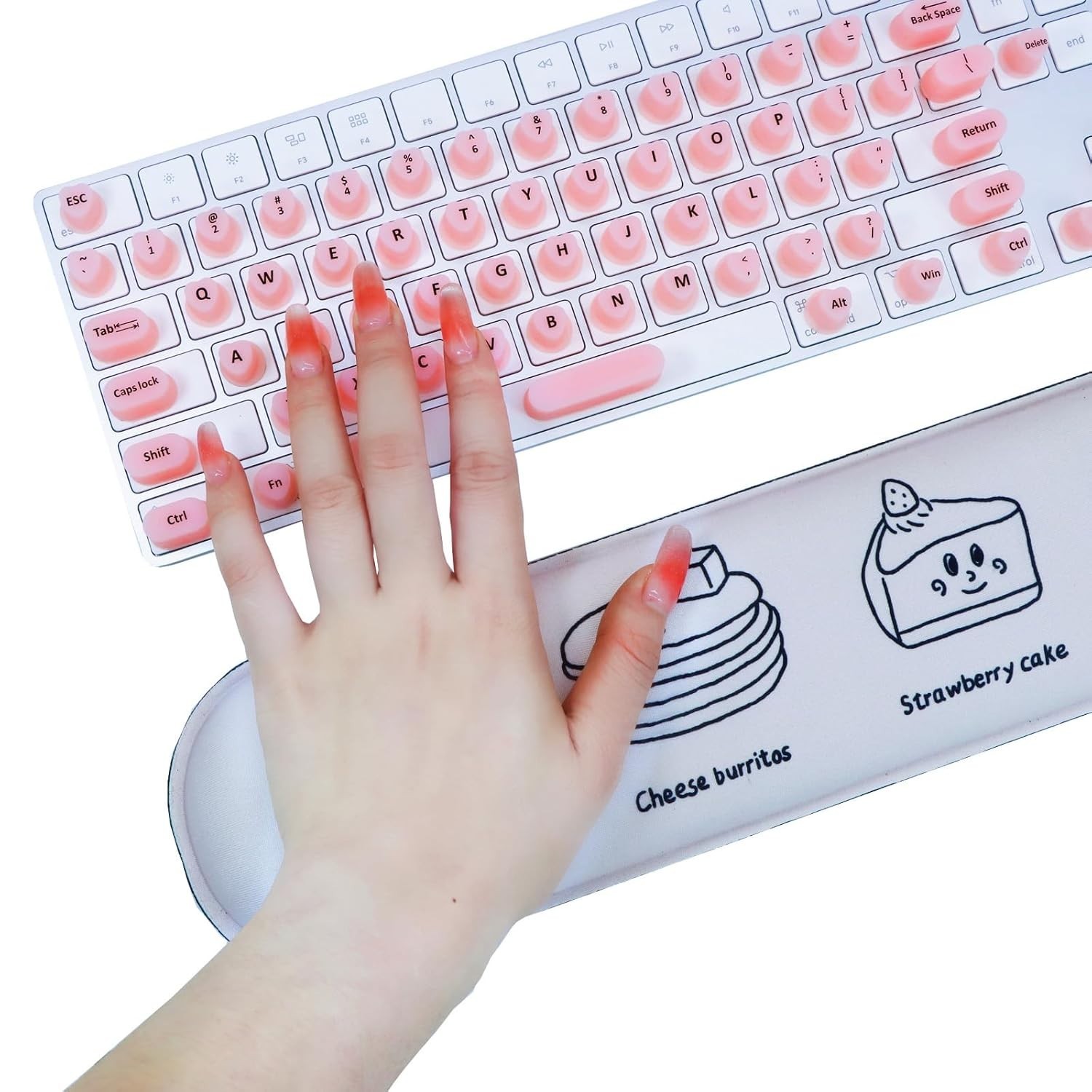 Skin Care Tools, Raised Keyboard Stickers for Long Nails with Letters,Heart-Shap
